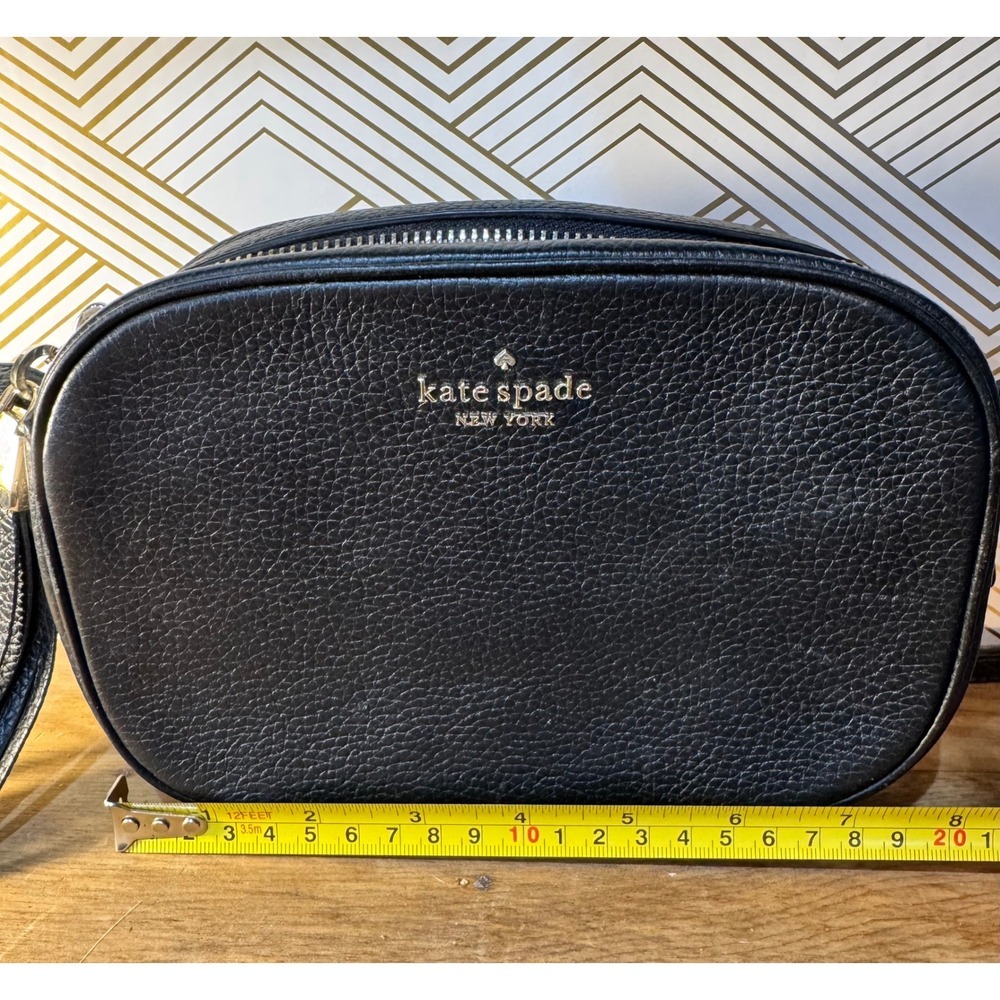 Kate Spade New York Pebbled Leather Camera Crossbody Bag Black Tassel WKRU5390
